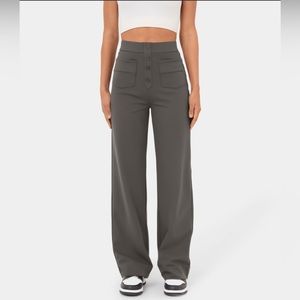 High waisted straight leg casual pants